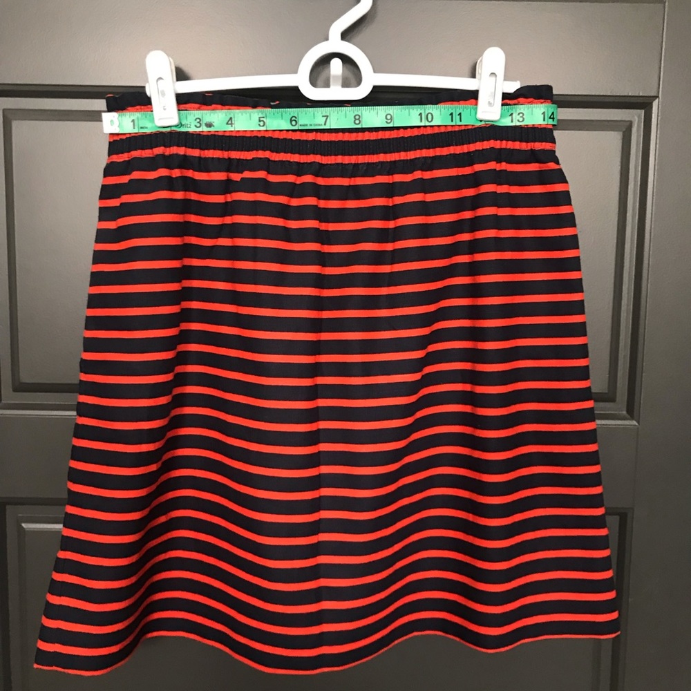 JCrew red & navy striped skirt
